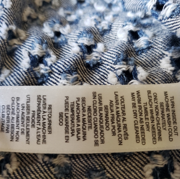 🫖2/$20 Chicos Denim Hole Open Front Jacket ECU - Picture 4 of 8